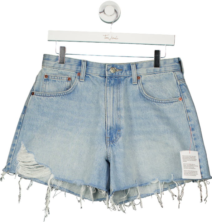 Topshop Light Blue A-Line Denim Shorts UK 12