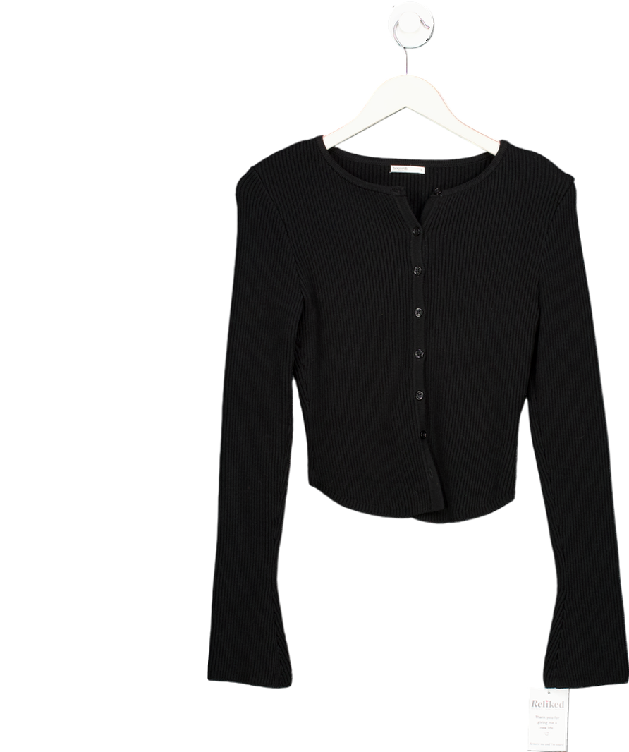 House of CB Sylvia Black Ribbed Knit Cardigan UK S