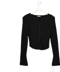House of CB Sylvia Black Ribbed Knit Cardigan UK S