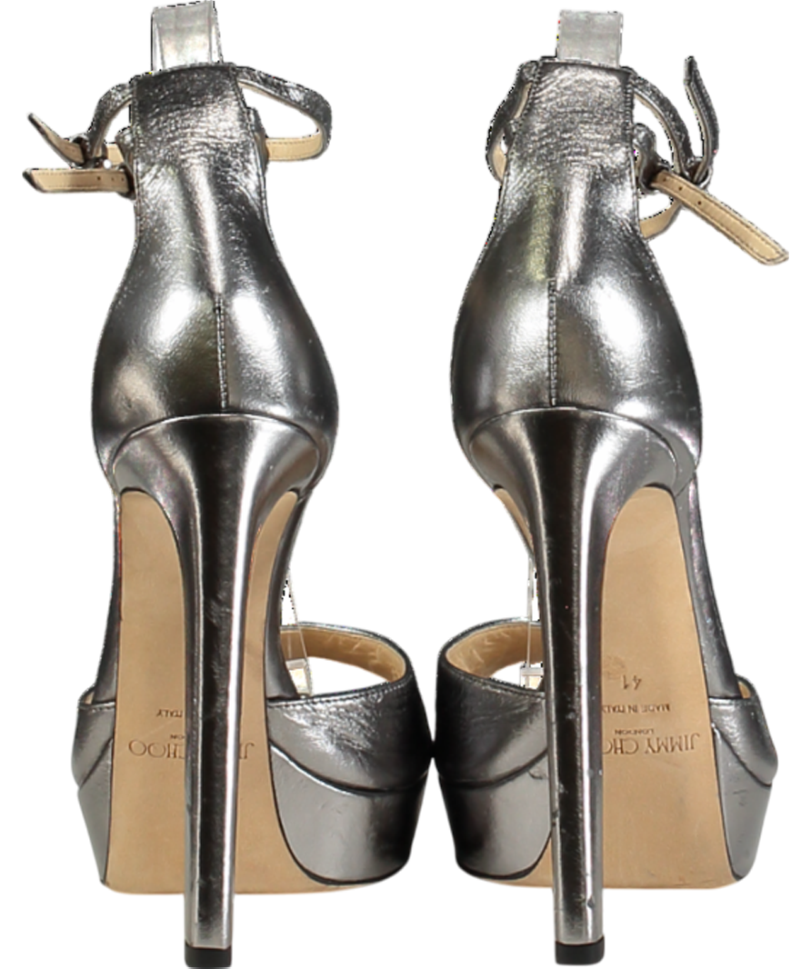 Jimmy Choo Metallic Gunmetal Platform Heeled Sandals UK 8 EU 41 👠