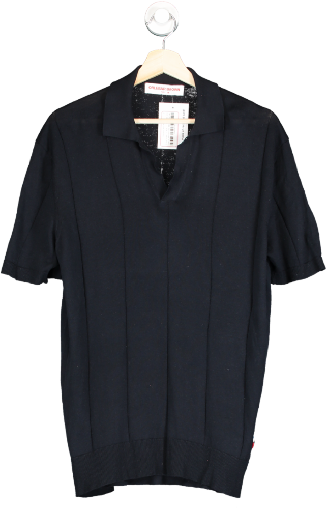 Orlebar Brown Blue Fine Knit Polo Shirt UK M