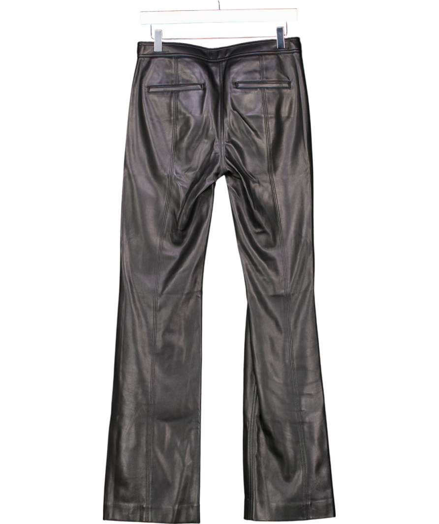 Theory Black Bedford Faux Leather Kick Flare Pants UK 8
