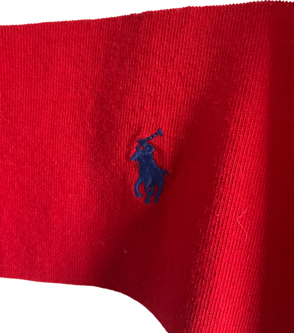 Ralph Lauren Red Striped Cropped Jersey Rugby Shirt UK L