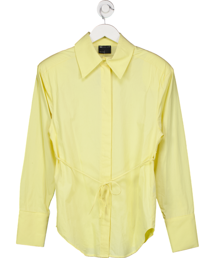 ASOS Yellow Cinch Shoulder Pad Shirt With Tie Back UK 8
