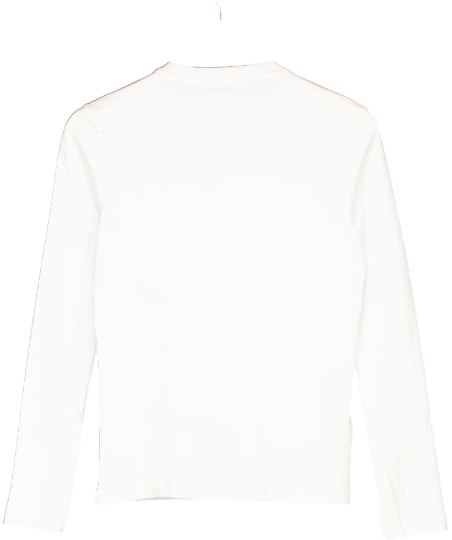 MANGO White Long Sleeve Cotton T-shirt UK XS