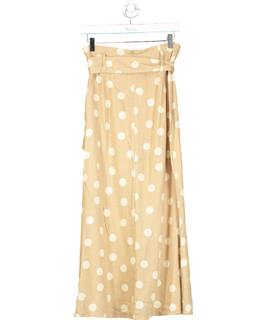 ZARA Beige Polka Dot Linen Blend Skirt UK M