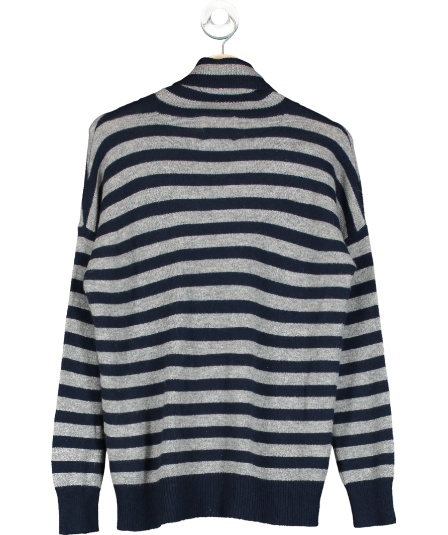 Jumper 1234 Grey Navy/grey 100% Cashmere Striped Roll Neck Jumper Sz 2 UK 10