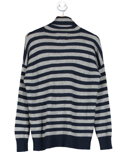 Jumper 1234 Grey Navy/grey 100% Cashmere Striped Roll Neck Jumper Sz 2 UK 10