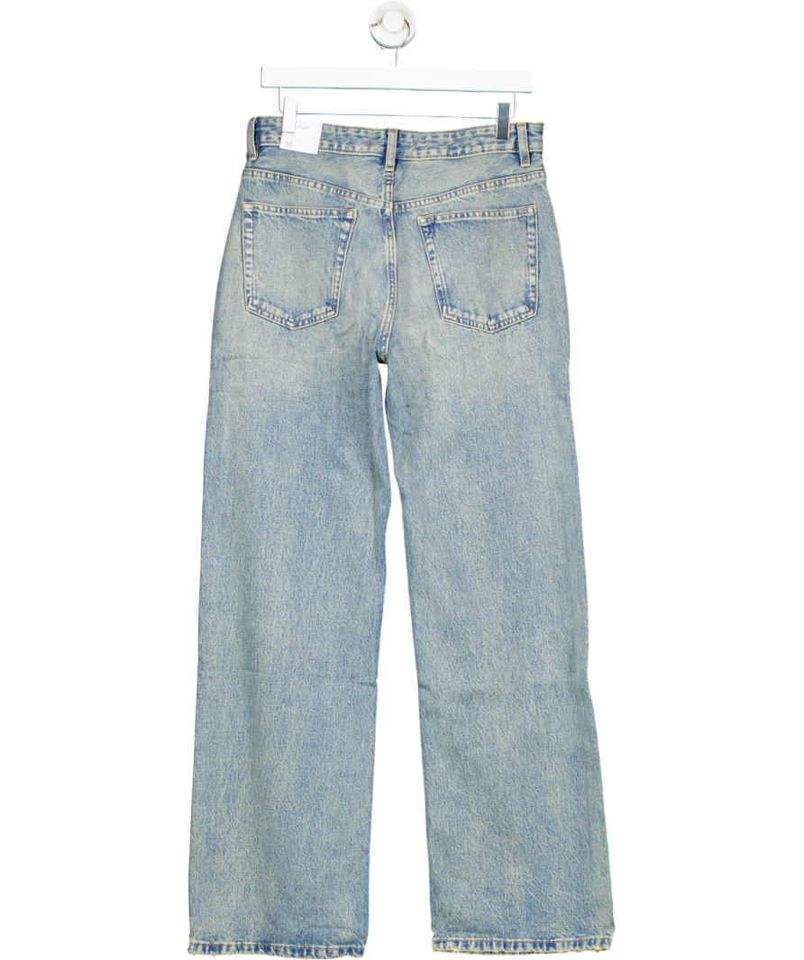 MANGO Blue Miami Medium Rise Straight Fit Jeans UK 10