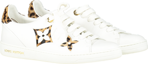 Louis Vuitton White Calfskin Calf Hair Monogram Giant Jungle Frontrow Trainers UK 2.5 EU 35.5