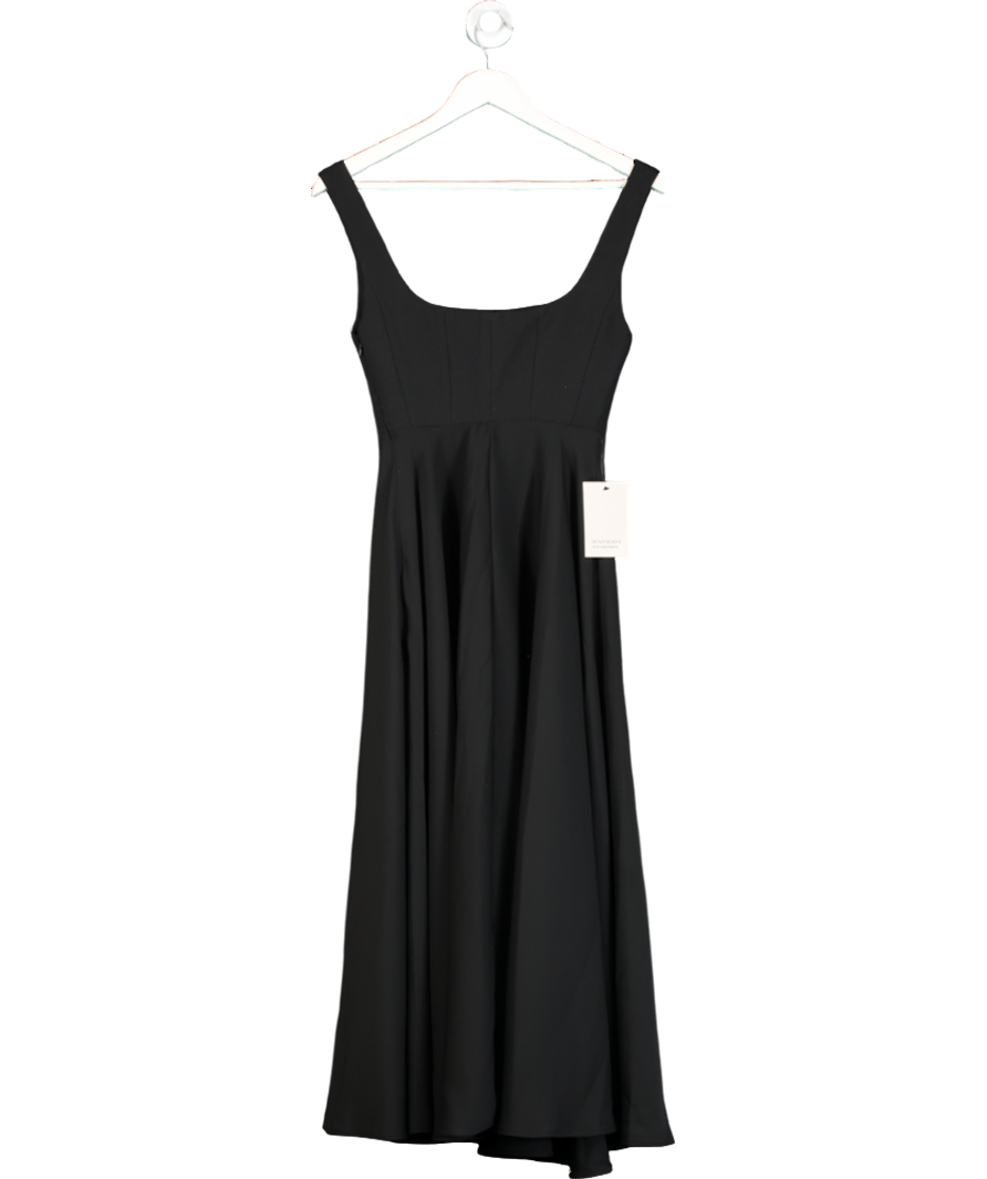 OddMuse Black The Ultimate Muse High Waist Square Neck Midi Dress UK XS
