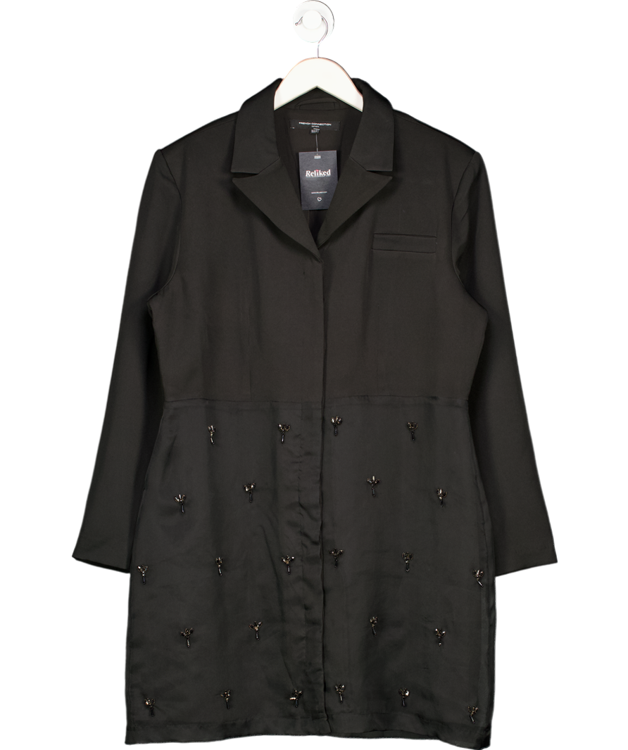 French Connection Black Darcy Embellished Tailored Mini Dress UK 18