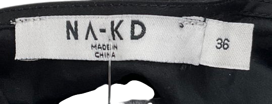 NA-KD Black Drawstring Ruched Cotton Blouse UK 8