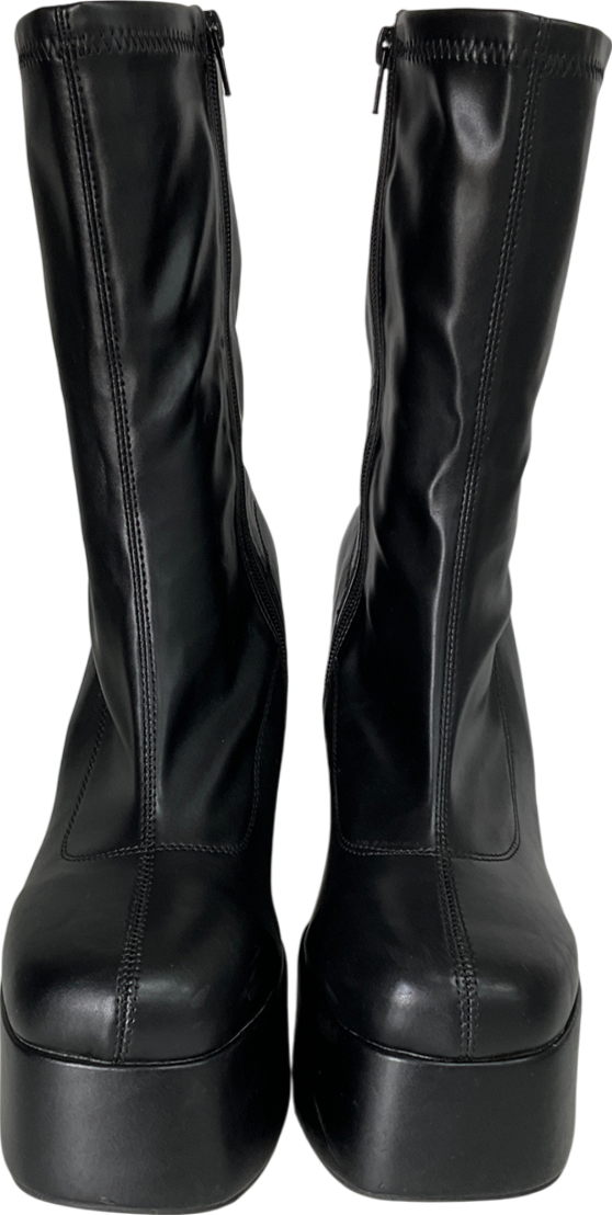 Koi Footwear Delano Black Platform Heeled Boots UK 8 EU 41 👠