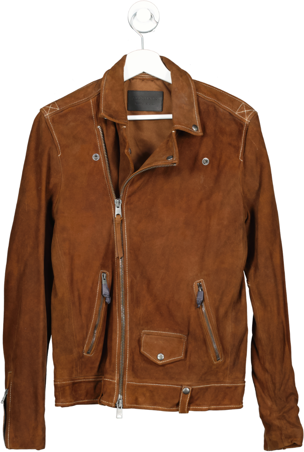 All Saints Men's Brown 'milo' Suede Jacket UK XS