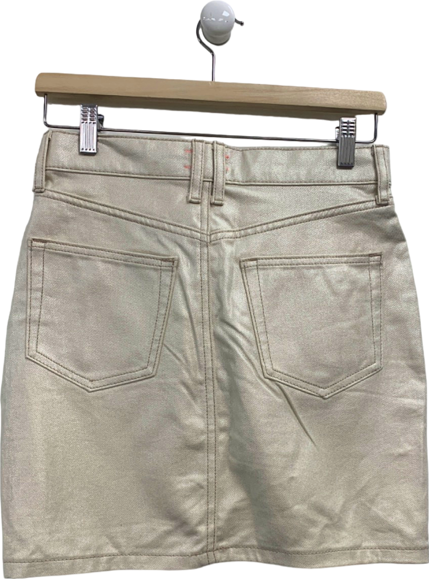 River Island Beige Denim Mini Skirt UK 6