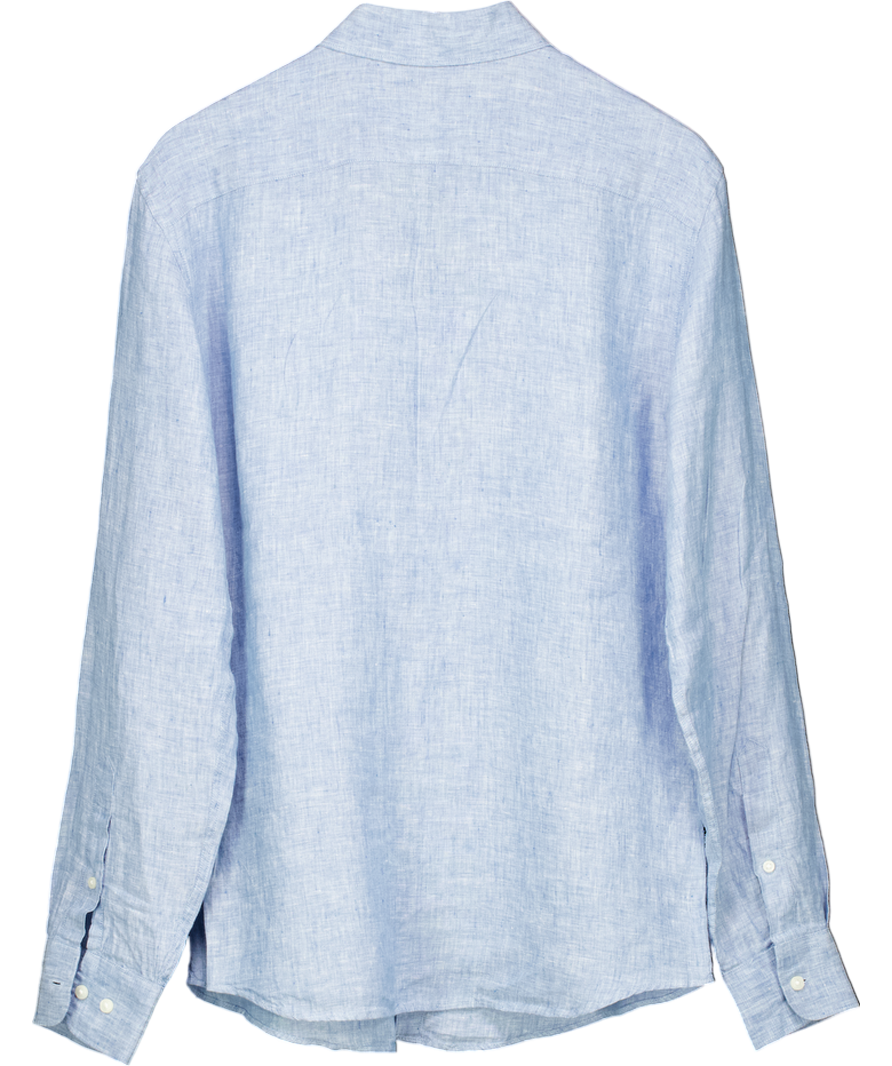 M&S Blue Regular Fit Pure Linen Shirt UK S