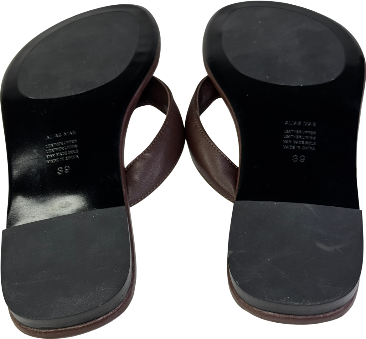 Alias Mae Chocolate Brown Leather Toe Thong Sandals UK 6 EU 39 👠