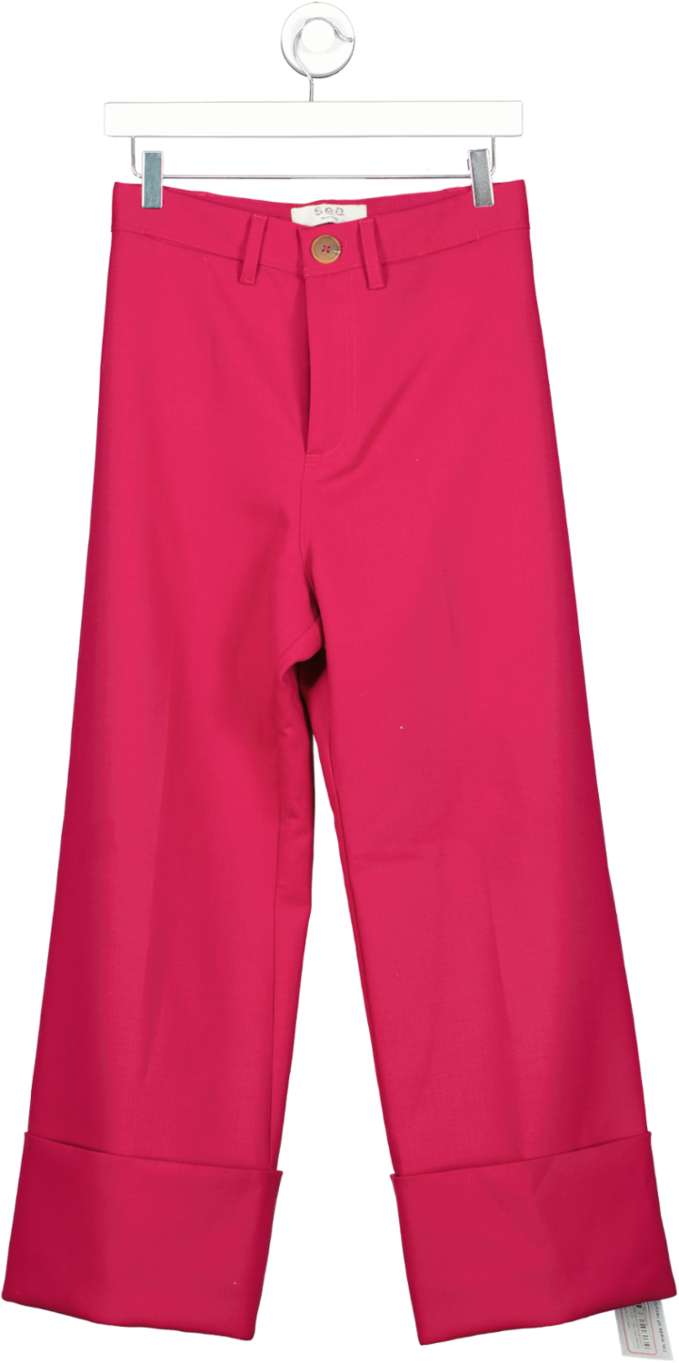 Sea New York Red Wide Turn Up Pants UK S