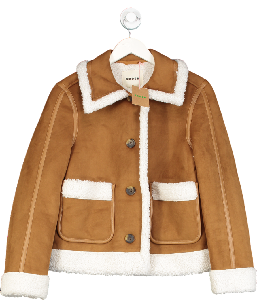 Boden Brown Faux Shearling Jacket UK 10