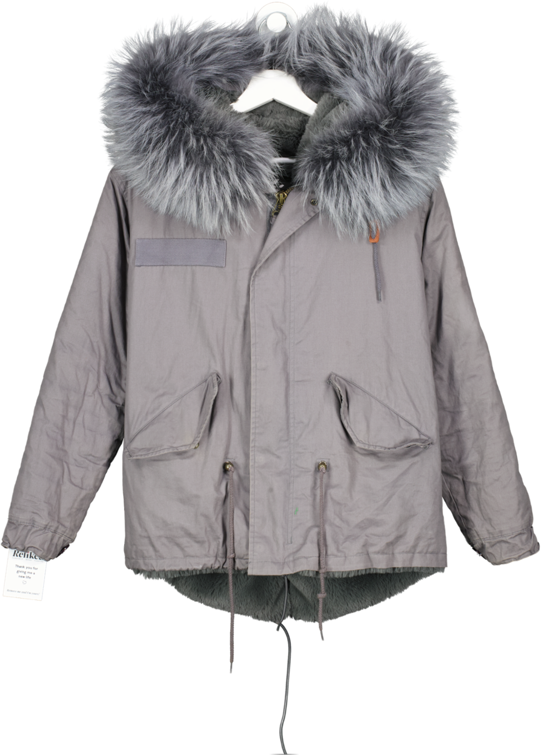 Fur Fraternity Grey Racoon Fur Lined Hooded Coat UK S