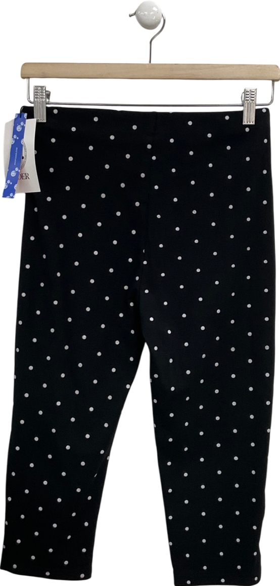 Cider Black Polka Dot Cotton Blend Jersey Capri Leggings UK XS