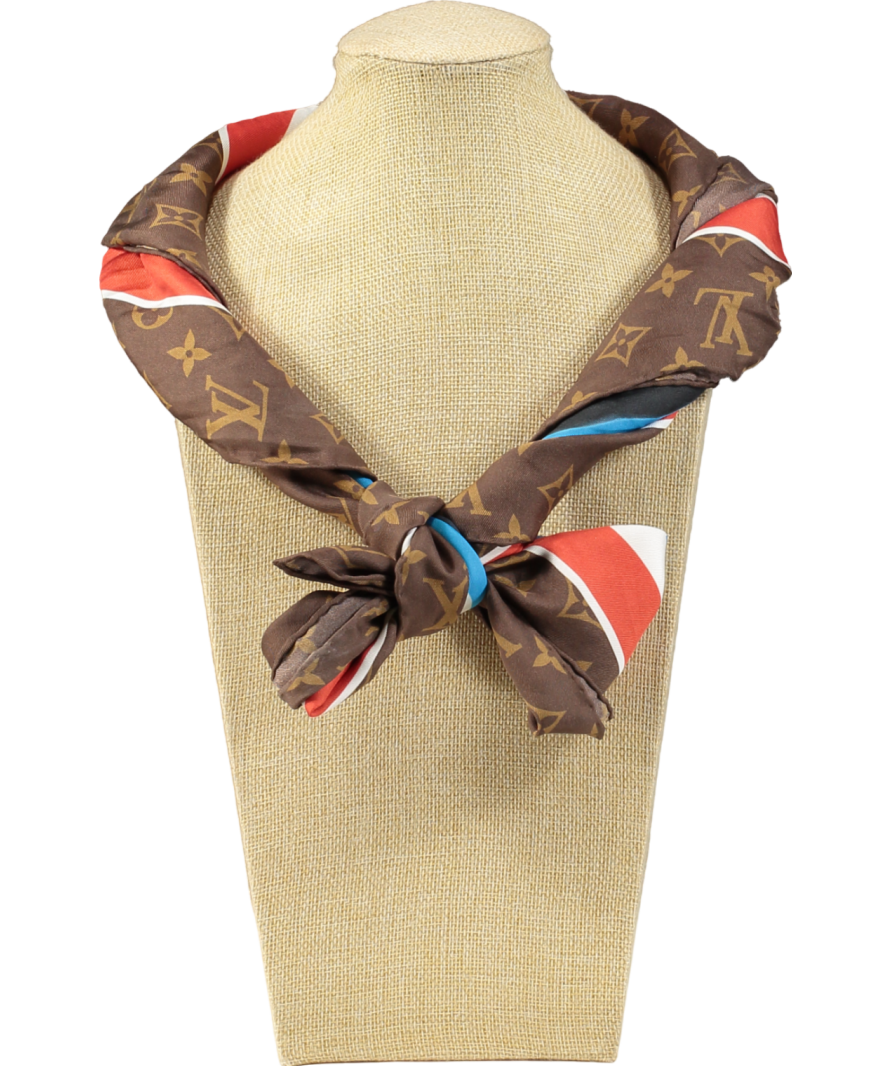 Louis Vuitton X Sun Yitian Multicoloured Silk Puffin LV Monogram Border Square Scarf