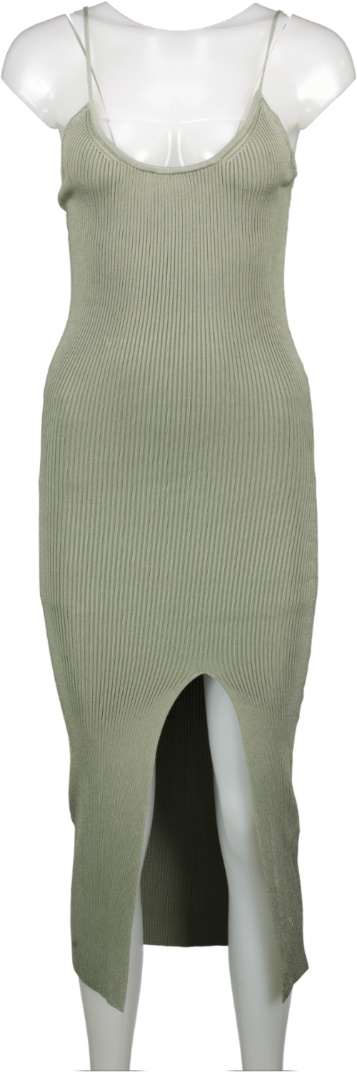 LPA Green Karter Knit Midi Dress UK S