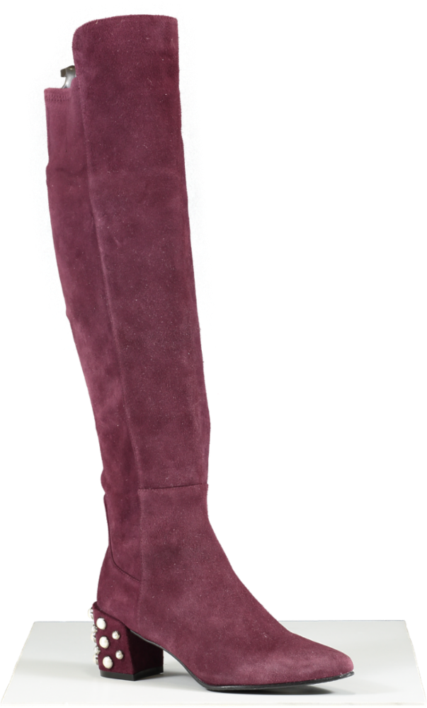 Stuart Weitzman Red Suede Knee High Boot In Bordeaux UK 2 EU 35 👠