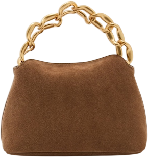 REISS Tan Brown Peony Suede Chain Grab Bag e