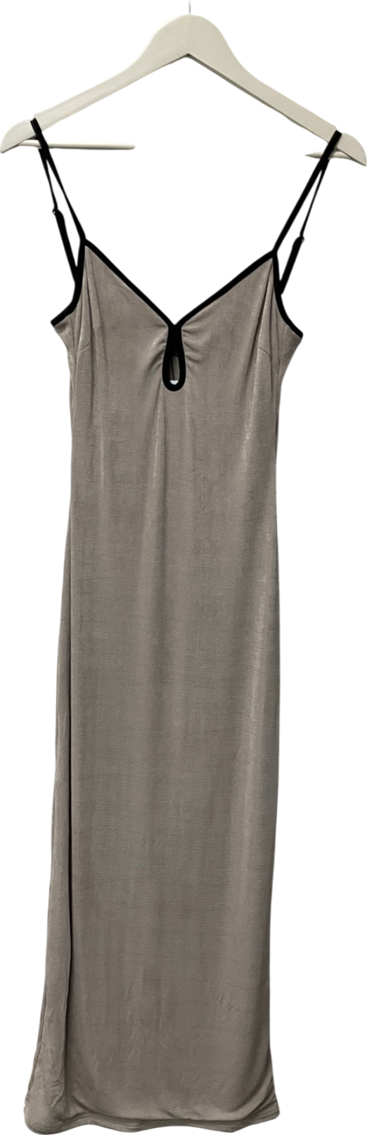 Motelrocks Beige Tahlia Maxi Dress In Champagne With Black Binding UK M