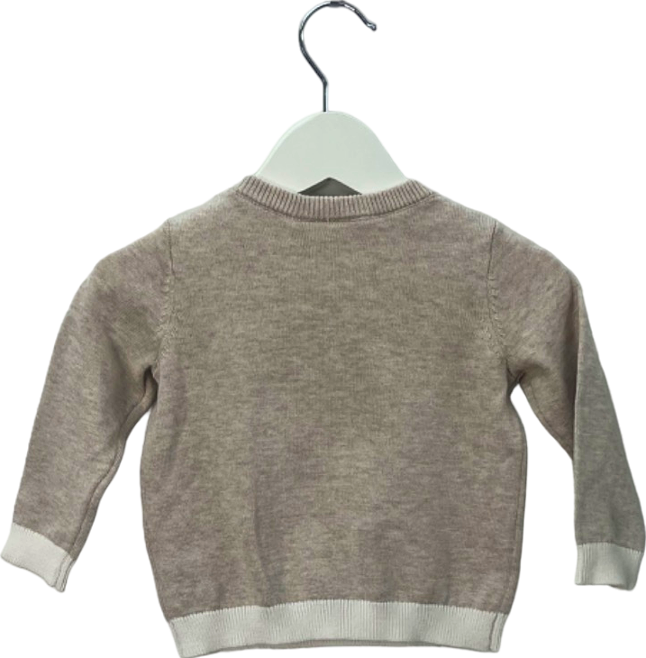 The Little White Company Organic Cotton Lion Face Jumper 6-9 Months