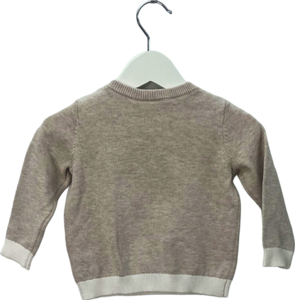 The Little White Company Organic Cotton Lion Face Jumper 6-9 Months