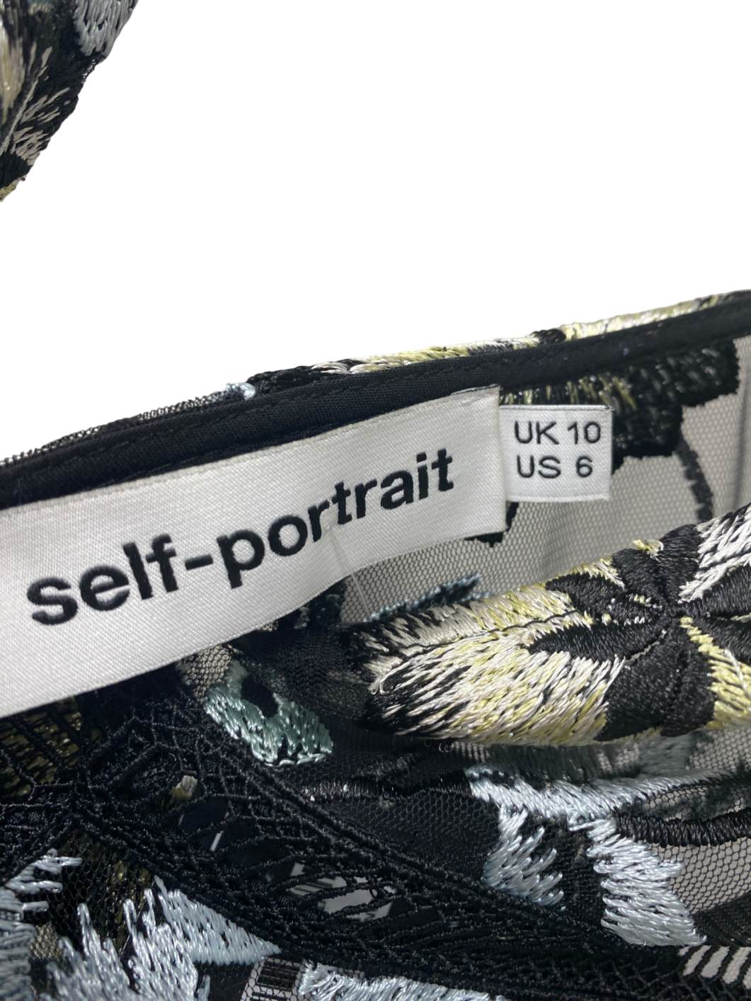 Self-Portrait Black Sofia Poppy Embroidered Maxi Dress UK 10