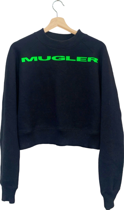 Mugler Black Crop Sweatshirt Size UK 10