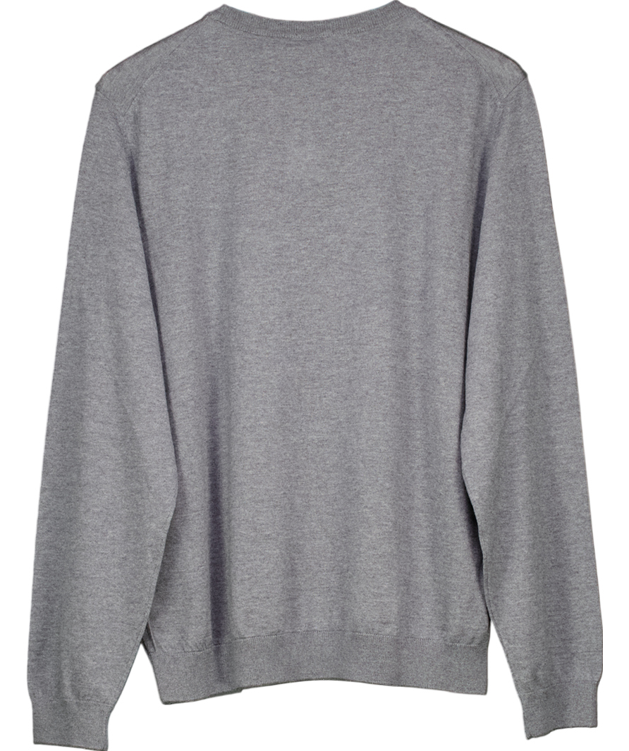 BOSS Grey Merino Wool Slim Fit Sweater UK L
