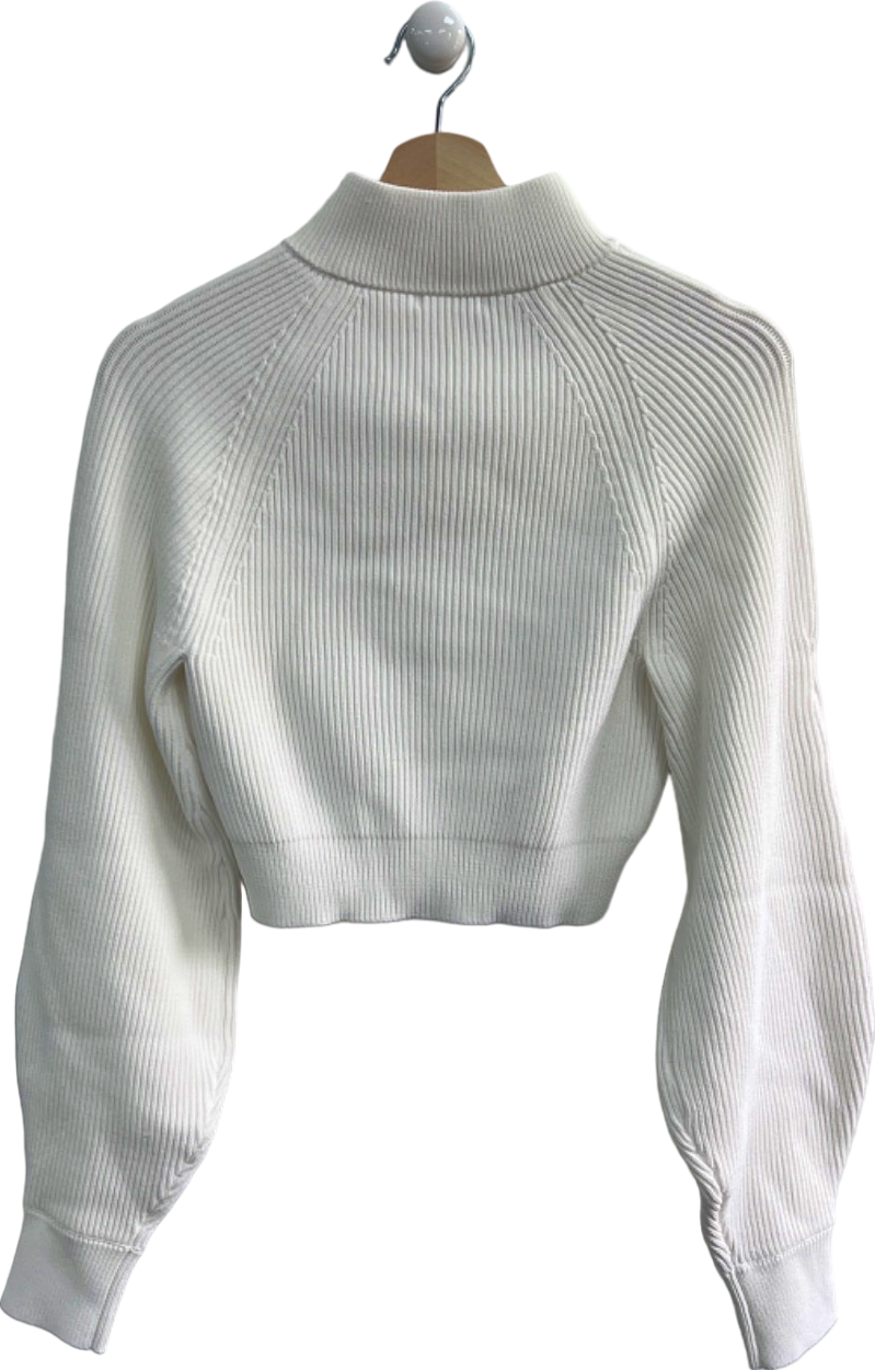 House of CB White Ribbed Knit Cropped Jumper Size S