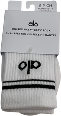 alo White Unisex Half-crew Throwback Sock UK 5 EU 38 👠