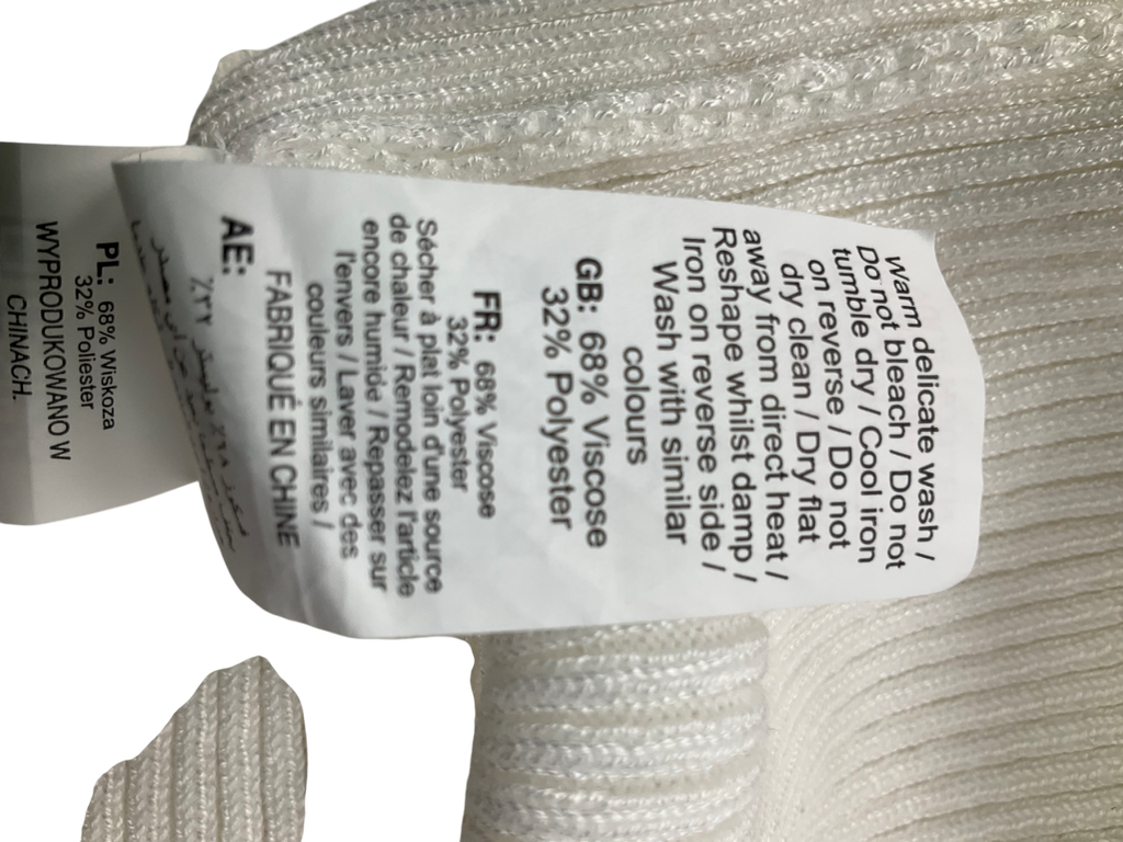 New Look White Off The Shoulder Ribbed Jumper UK 10