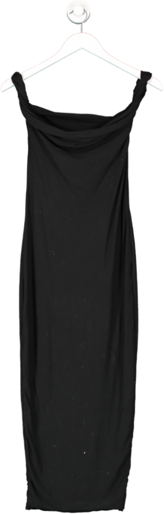 Club L Black Salome Twisted Asymmetric Midi Dress UK 8