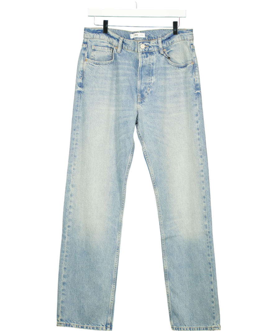 MANGO Blue Relaxed-fit Medium Wash Jeans UK 12