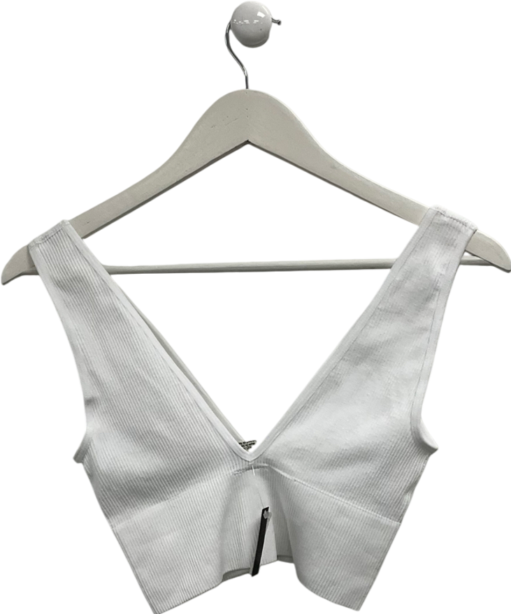 Urban Outfitters White Plunge Crop Top UK XS