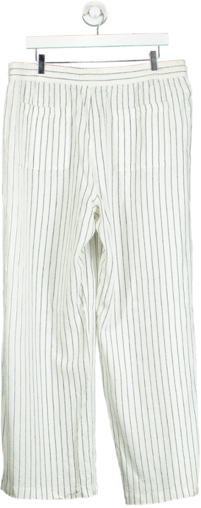 M&S Collection Cream Pinstripe Linen Blend Trousers UK 18