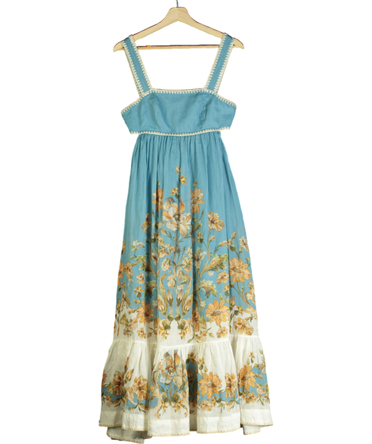 Zimmermann Blue Chintz Tiered Midi Dress UK 10