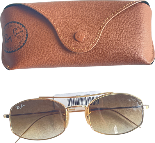 Ray-Ban Orb3719 Gold / Brown Gradient Oval Sunglasses In Case BNWT
