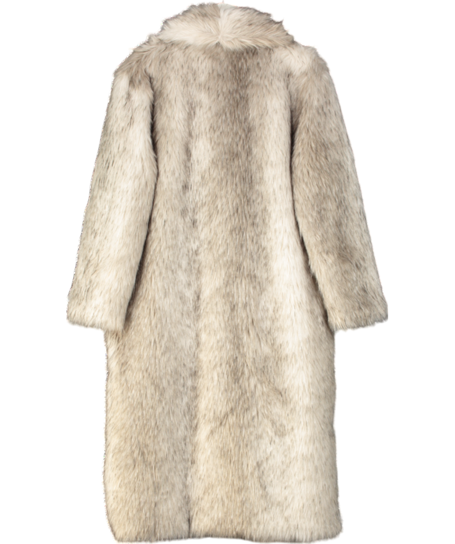 Issy London Grey Elizabeth Faux Fur Tipped Maxi Coat UK M/L