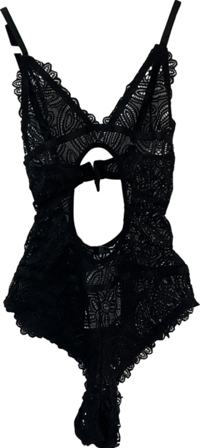 Nasty Gal Black Lace Detailed Bodysuit UK 6