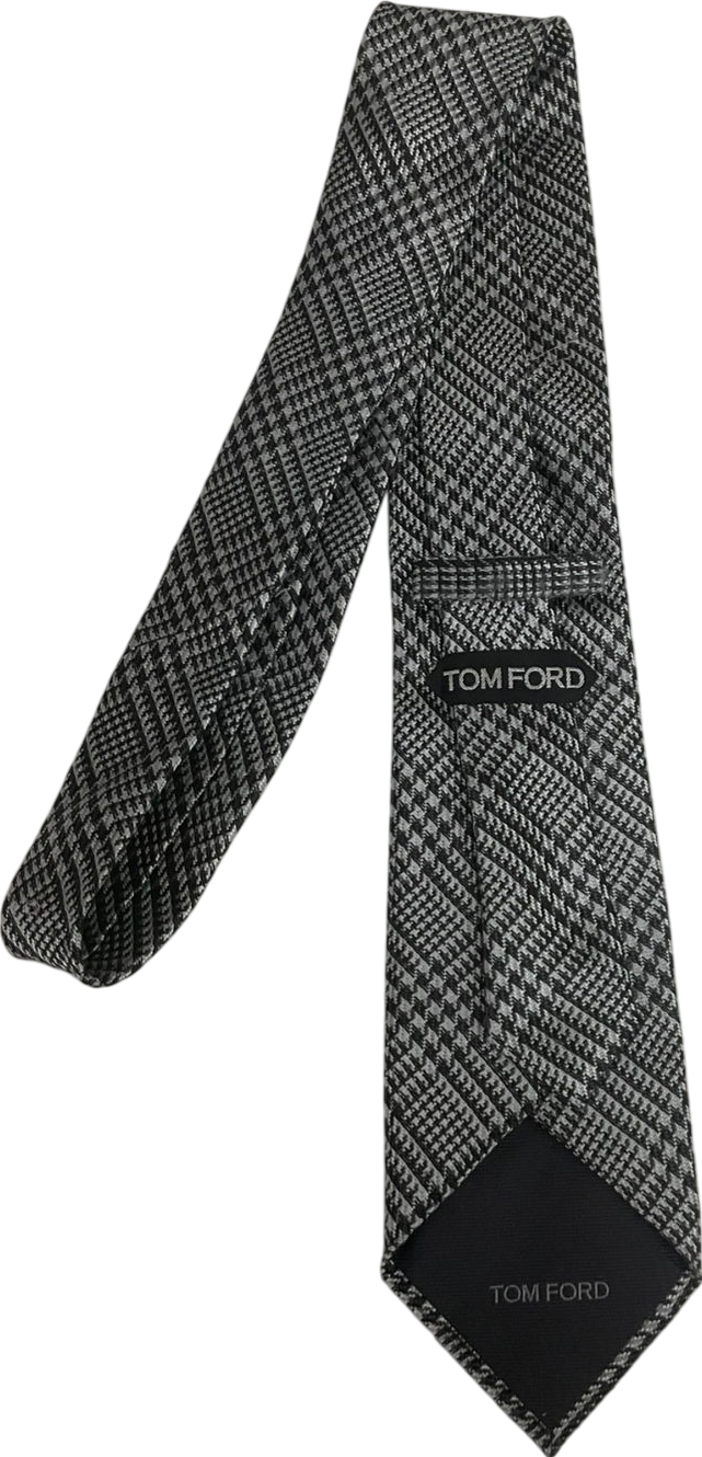 Tom Ford Black Silk Tie Dark Grey/black Patterned One Size