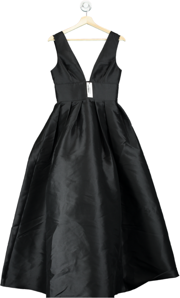 Coast Black Structured Deep V Full Maxi Dress UK 8
