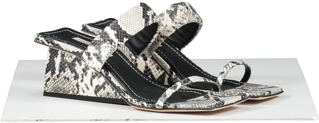 Neil J Rodgers Grey Python Animal Print Wedged Sandals UK 8 EU 41 👠